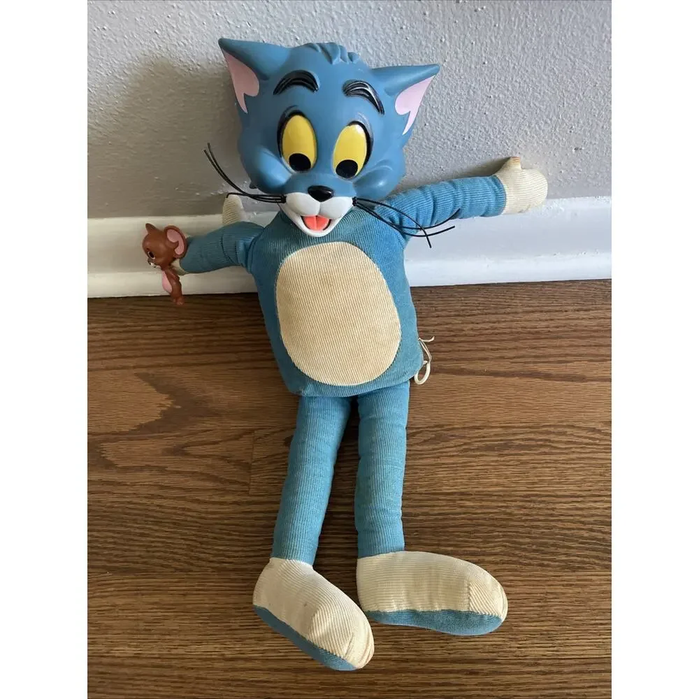 VTG 1965 Mattel Tom & Jerry Blue Corduroy Plush Doll: Non Talking, Has Stains